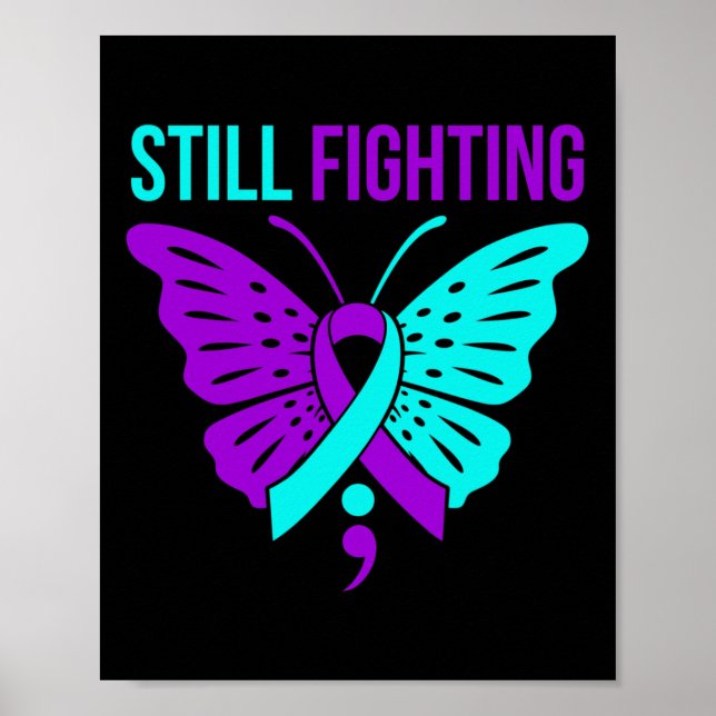 Fighting Happy Suicide Awareness Support Graphic  Poster (Front)