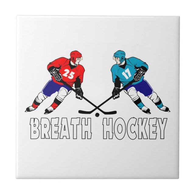 Fighting hockey players ceramic tile (Front)
