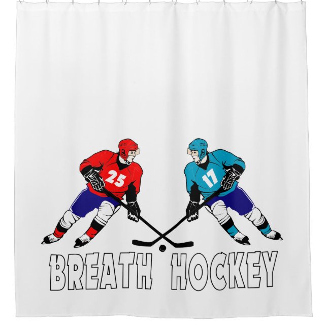 Fighting hockey players shower curtain (Front)