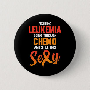 Fighting Leukemia Awareness Orange Ribbon Support Button