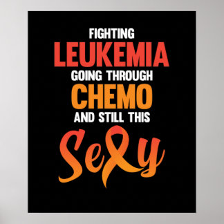 Fighting Leukemia Awareness Orange Ribbon Support Poster