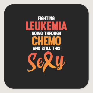 Fighting Leukemia Awareness Orange Ribbon Support Square Sticker