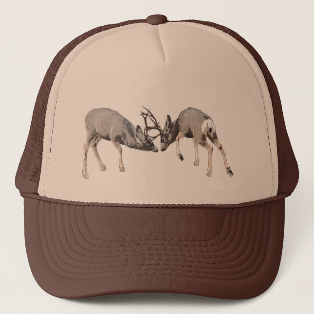 Fighting mule deer customize trucker hat (Front)