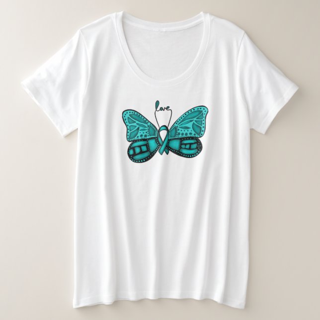 Fighting Ovarian Cancer Ladies Plus Size TShirt (Design Front)