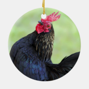 Fighting Rooster Ceramic Ornament