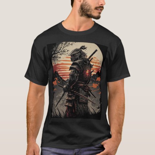 fighting samurai printed t_shirt