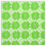 Fighting Shamrock On White Dots Fabric