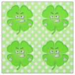 Fighting Shamrock On White Dots Fabric