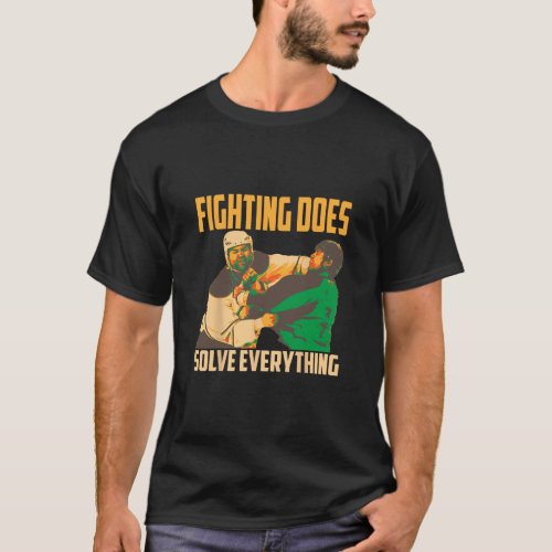 Fighting Solve Everything Funny Hockey Players Gif T_Shirt