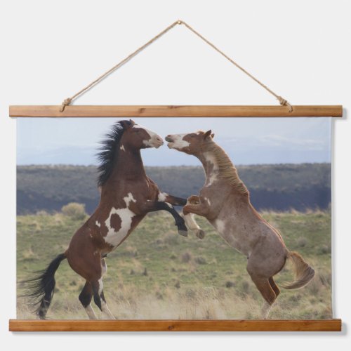 Fighting Stallions Steens Mountains Oregon Hanging Tapestry