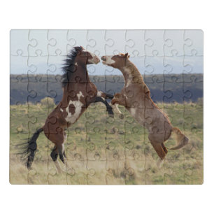 Fighting Stallions, Steens Mountains, Oregon Jigsaw Puzzle