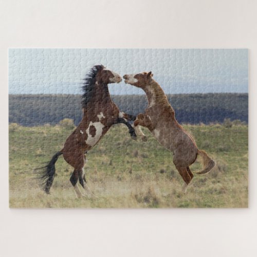 Fighting Stallions Steens Mountains Oregon Jigsaw Puzzle