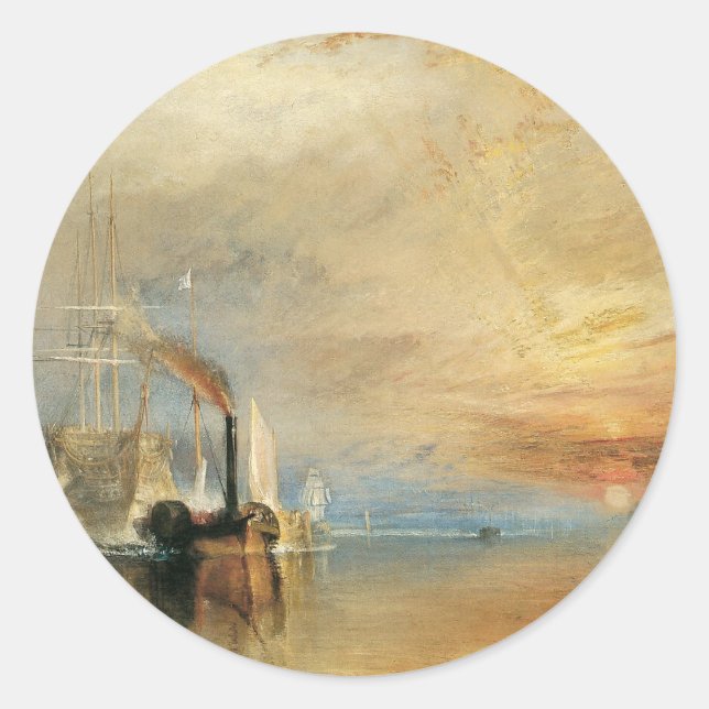 Fighting Temeraire by Joseph Turner, Maritime Art Classic Round Sticker (Front)