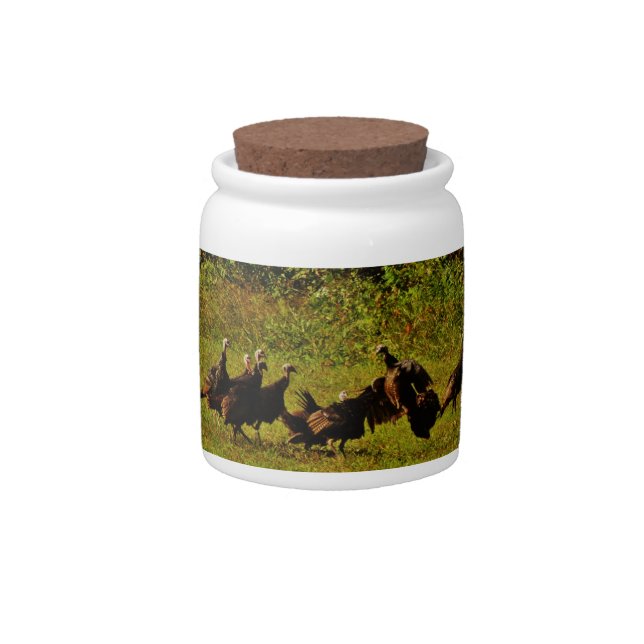 Fighting Wild Turkeys in The Smoky Mountains Candy Jar (Front)