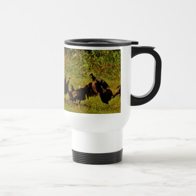 Fighting Wild Turkeys in The Smoky Mountains Travel Mug (Right)