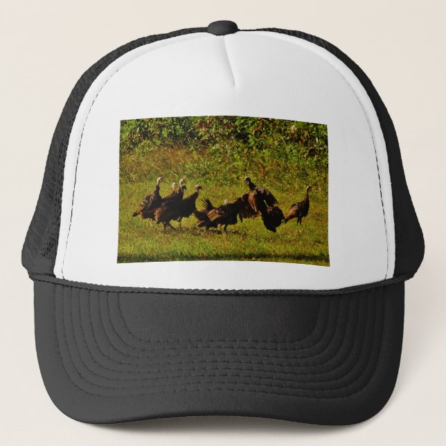 Fighting Wild Turkeys in The Smoky Mountains Trucker Hat (Front)