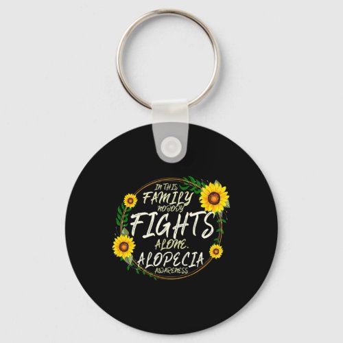 Fights Alone Family Support Alopecia Awareness  Keychain