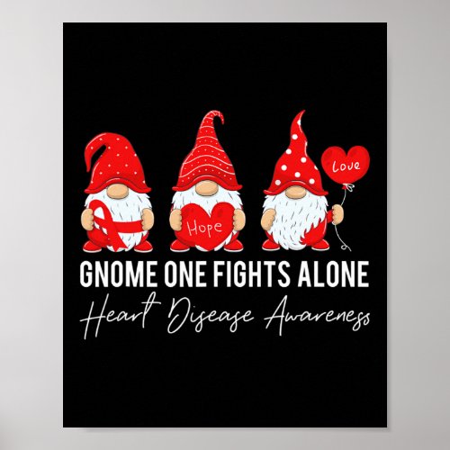 Fights Heart Disease Awareness Month Red Ribbon  Poster