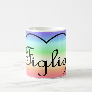 Figlia Daughter Italian rainbow heart Coffee Mug