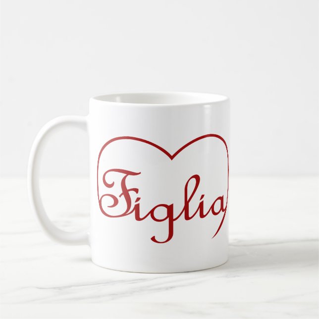 Figlia Daughter Italian red heart Coffee Mug (Left)