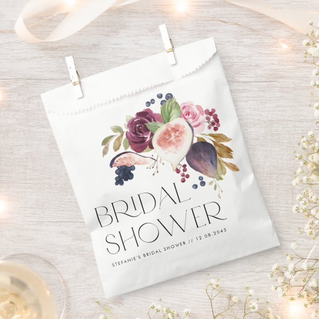 Figs and Berry Autumn Floral Bridal Shower Favor Bag (Clipped)