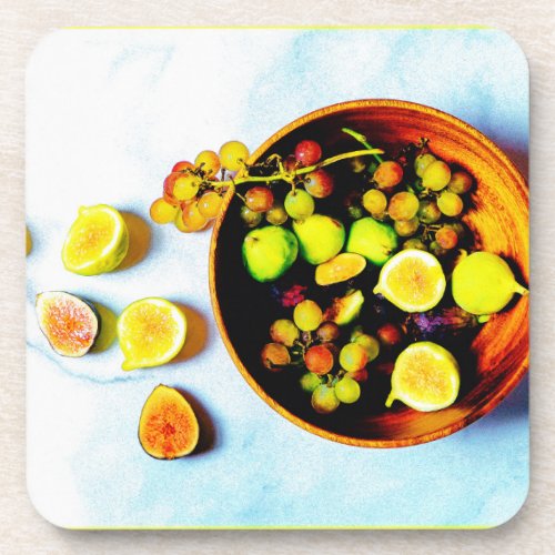 Figs And Grapes Fruits Cute Photo Buy Now Beverage Coaster