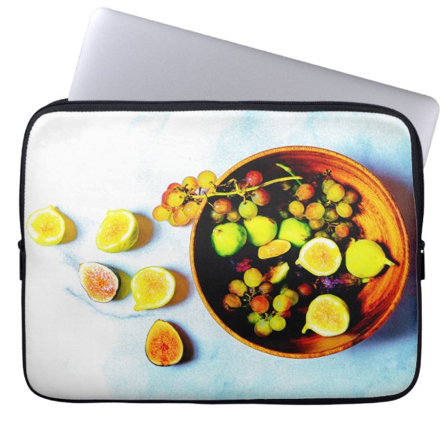 "Figs And Grapes Fruits" Cute Photo. Buy Now Laptop Sleeve (Front)