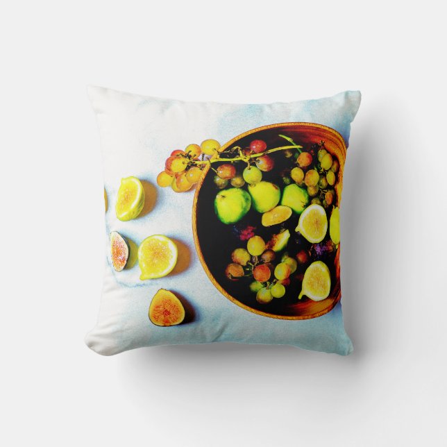"Figs And Grapes Fruits" Cute Photo. Buy Now Throw Pillow (Front)