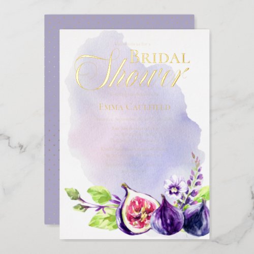 Figs Boho Purple  Peri Floral Bridal Shower Foil Invitation