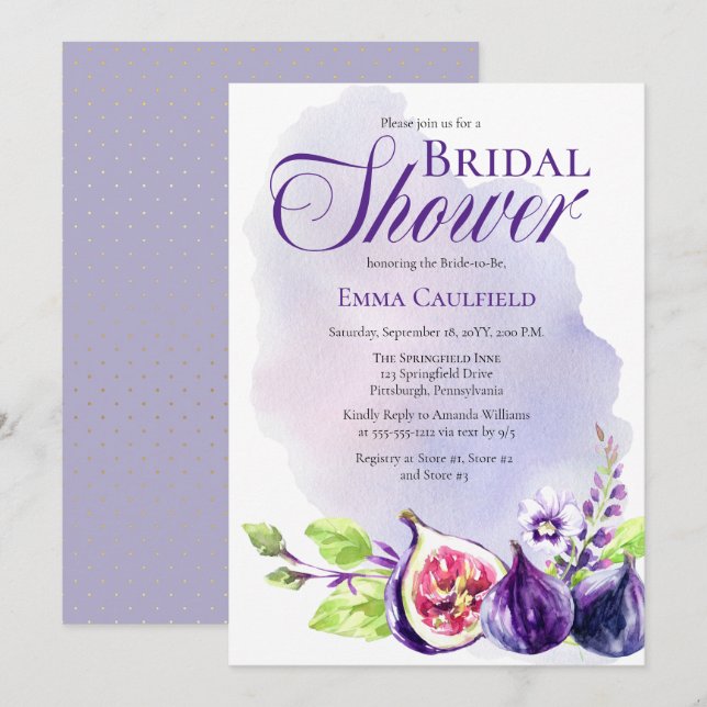 Figs Boho Purple | Peri Floral Bridal Shower Invitation (Front/Back)