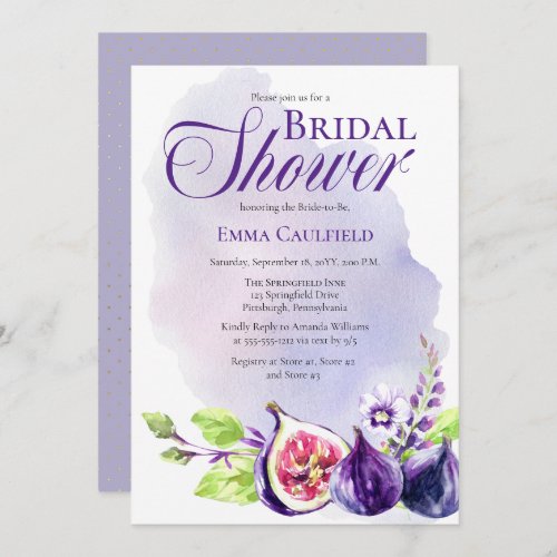 Figs Boho Purple  Peri Floral Bridal Shower Invitation