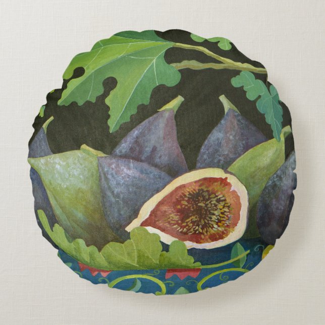 Figs on black 2014 round pillow (Front)