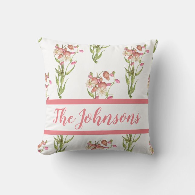 Figs with Flowers Pattern Throw Pillow (Front)