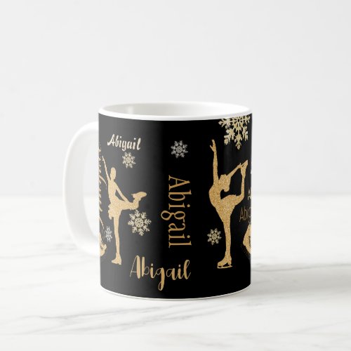 Figue Skating golden personalized silhouttes Mug