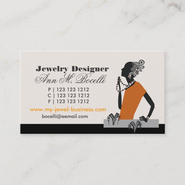 Figurative  Beads Jewelry Designer Artist Fashion Business Card (Front)