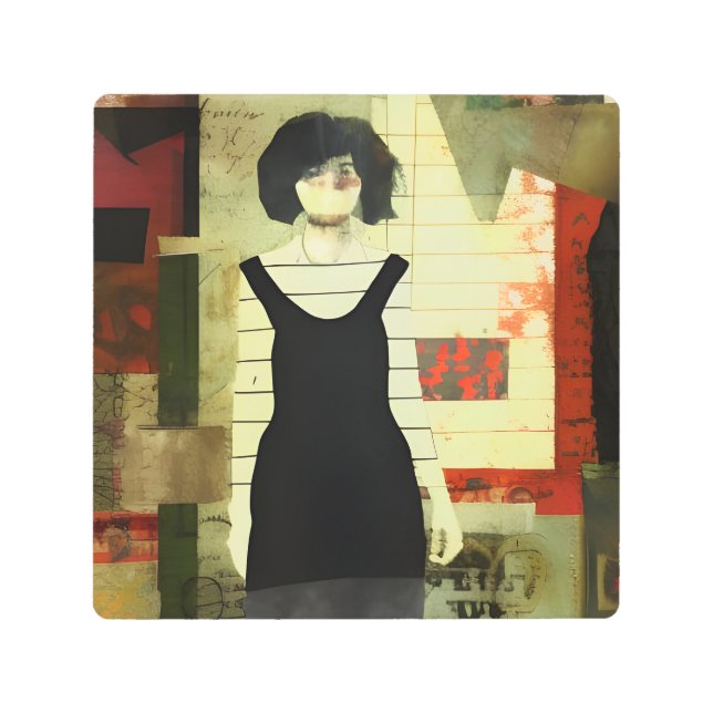Figurative Collage Mixed Media  Metal Print (Front)