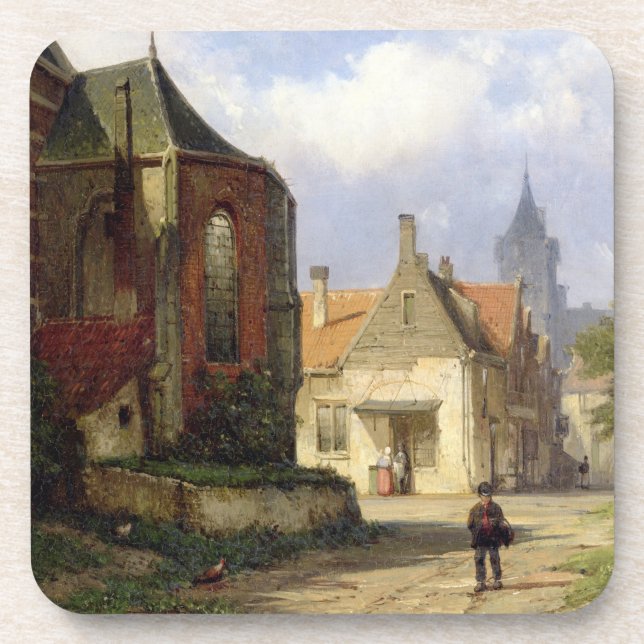 Figure before a Redbrick Church in a Dutch Town (o Drink Coaster (Front)