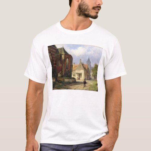 Figure before a Redbrick Church in a Dutch Town o T_Shirt