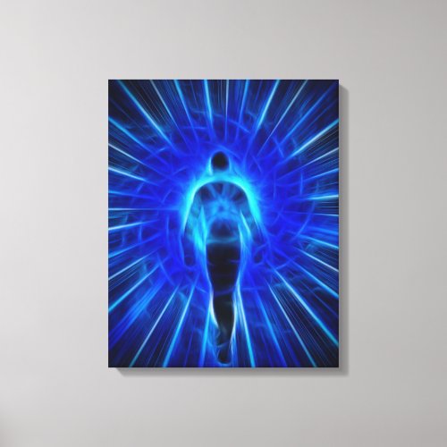 Figure emerges from light canvas print