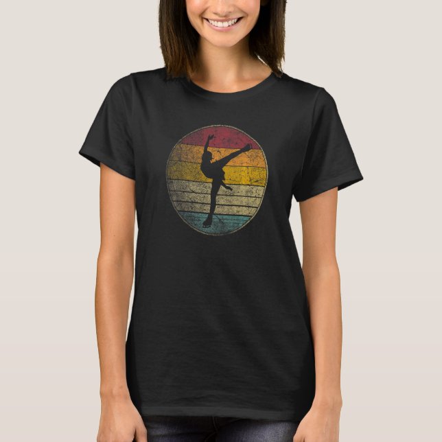Figure Ice Skating Dancing Vintage Retro 70s 80s 9 T-Shirt (Front)