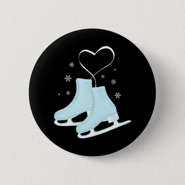 Figure Ice Skating Heart Figure Skater Love Button (Front)