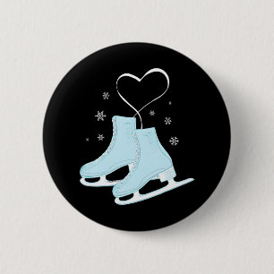 Figure Ice Skating Heart Figure Skater Love Button