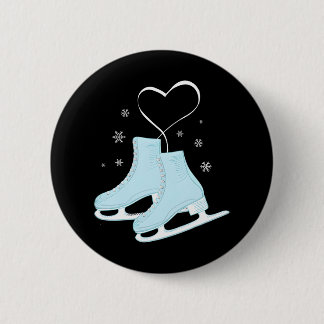 Figure Ice Skating Heart Figure Skater Love Button