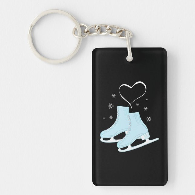 Figure Ice Skating Heart Figure Skater Love Keychain (Front)