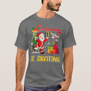 Figure Ice Skating Santa Clause Christmas Love 2 T-Shirt