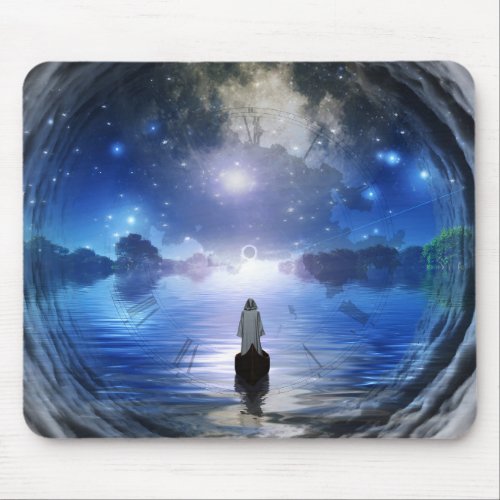 Figure in white robe mouse pad