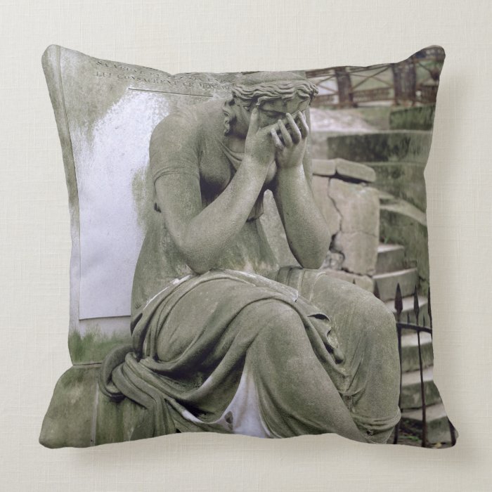 Figure of Grief, the tomb of Pierre Gareau (d Throw Pillows