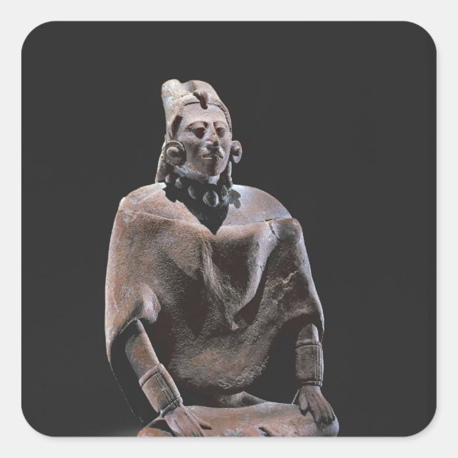 Figure of mayan seated king, from Isle ofJaina Square Sticker (Front)