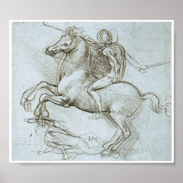 Figure on Horseback, Leonardo Da Vinci Poster (Front)