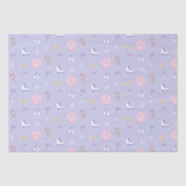 Figure Skate Ice Skate Winter Purple Tissue Paper (Front)